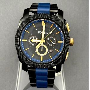 Fossil Machine FS5164 Chronograph Black Blue 45mm Men’s Watch